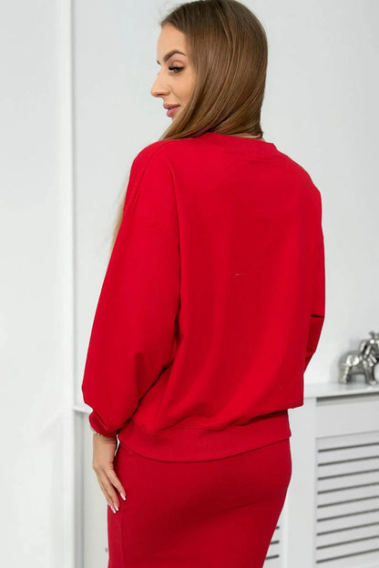 Комплект от блуза с рипсена рокля 9450