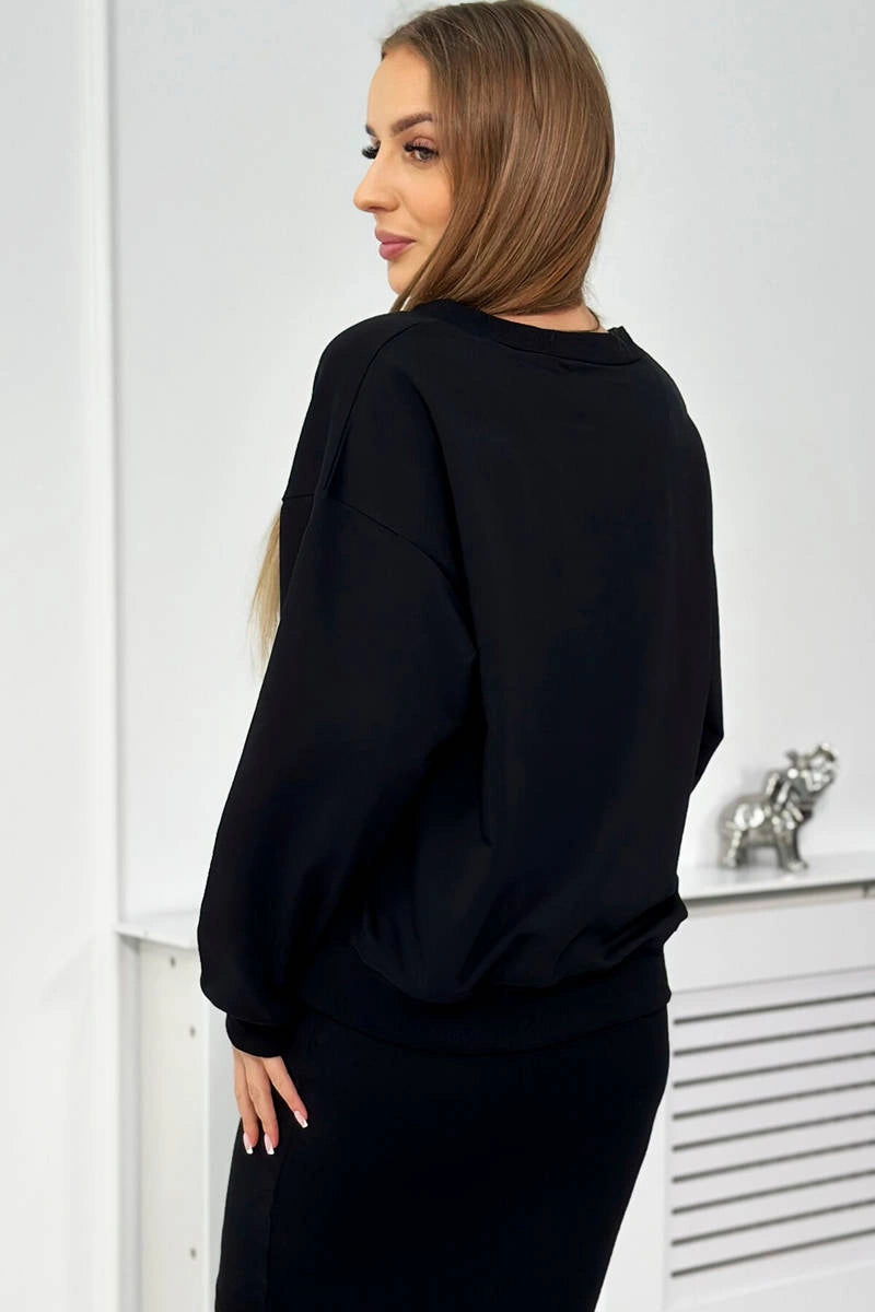 Комплект от блуза с рипсена рокля 9450