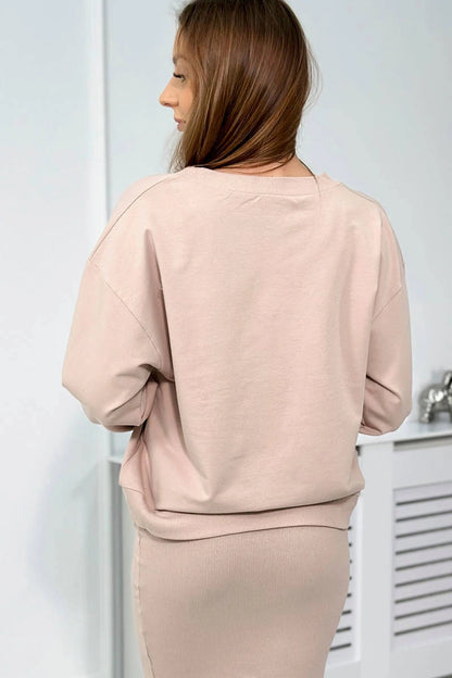 Комплект от блуза с рипсена рокля 9450