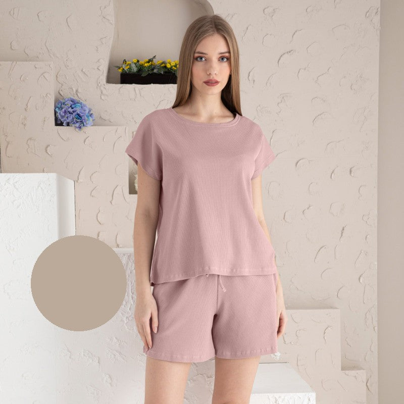 Памучна макси пижама от блуза с шорти CE-94514