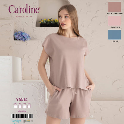 Памучна макси пижама от блуза с шорти CE-94514