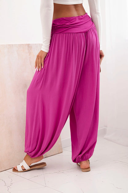 Дамски вискозен панталон с широки крачоли и волани ART9700