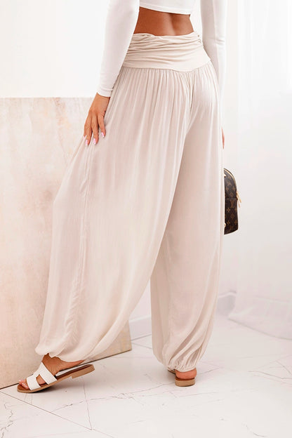 Дамски вискозен панталон с широки крачоли и волани ART9700