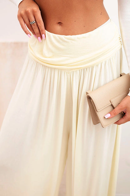 Дамски вискозен панталон с широки крачоли и волани ART9700