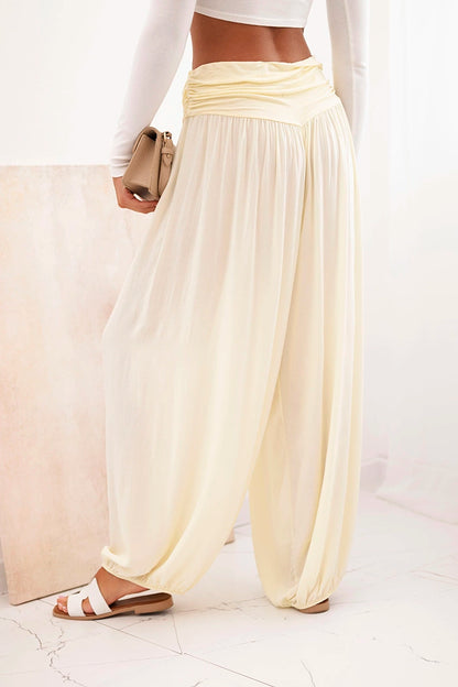 Дамски вискозен панталон с широки крачоли и волани ART9700