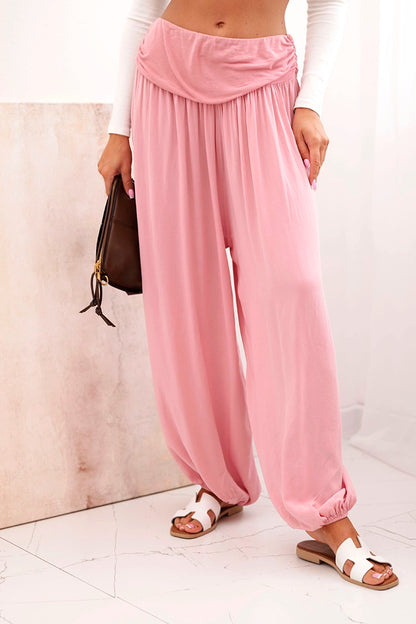 Дамски вискозен панталон с широки крачоли и волани ART9700