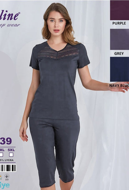 Макси пижама от вискоза с къс ръкав 98039