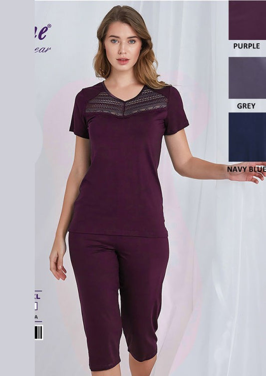 Макси пижама от вискоза с къс ръкав 98039