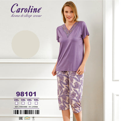 Дамска пижама от блуза с къс ръкав и 7/8 панталони 98101