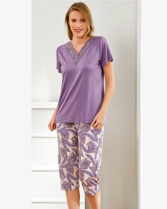 Дамска пижама от блуза с къс ръкав и 7/8 панталони 98101