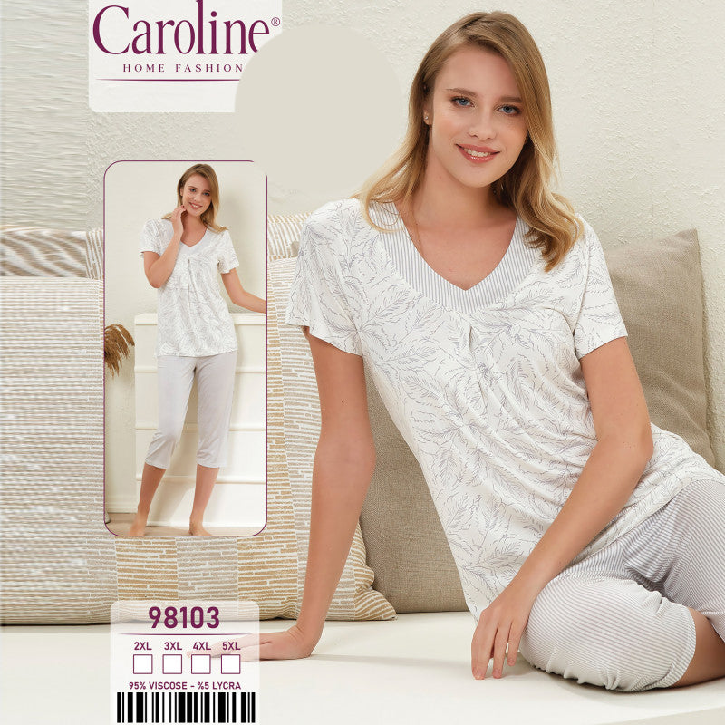 Дамска пижама от блуза с къс ръкав и 7/8 панталон 98103