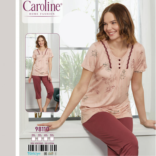 Дамска пижама от блуза с къс ръкав и 7/8 панталон 98110
