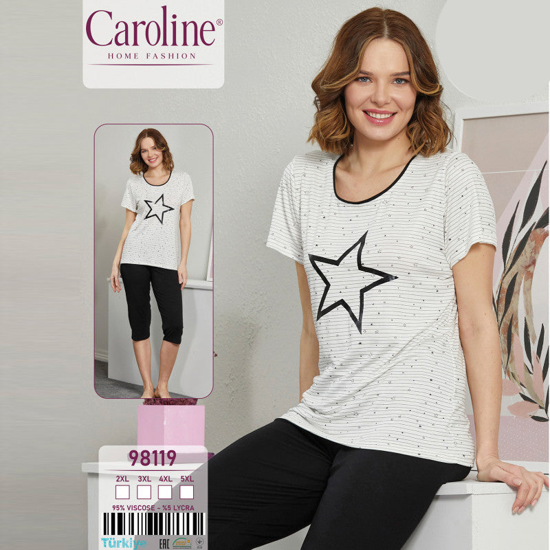 Макси пижама с къс ръкав и 3/4 панталон 98119