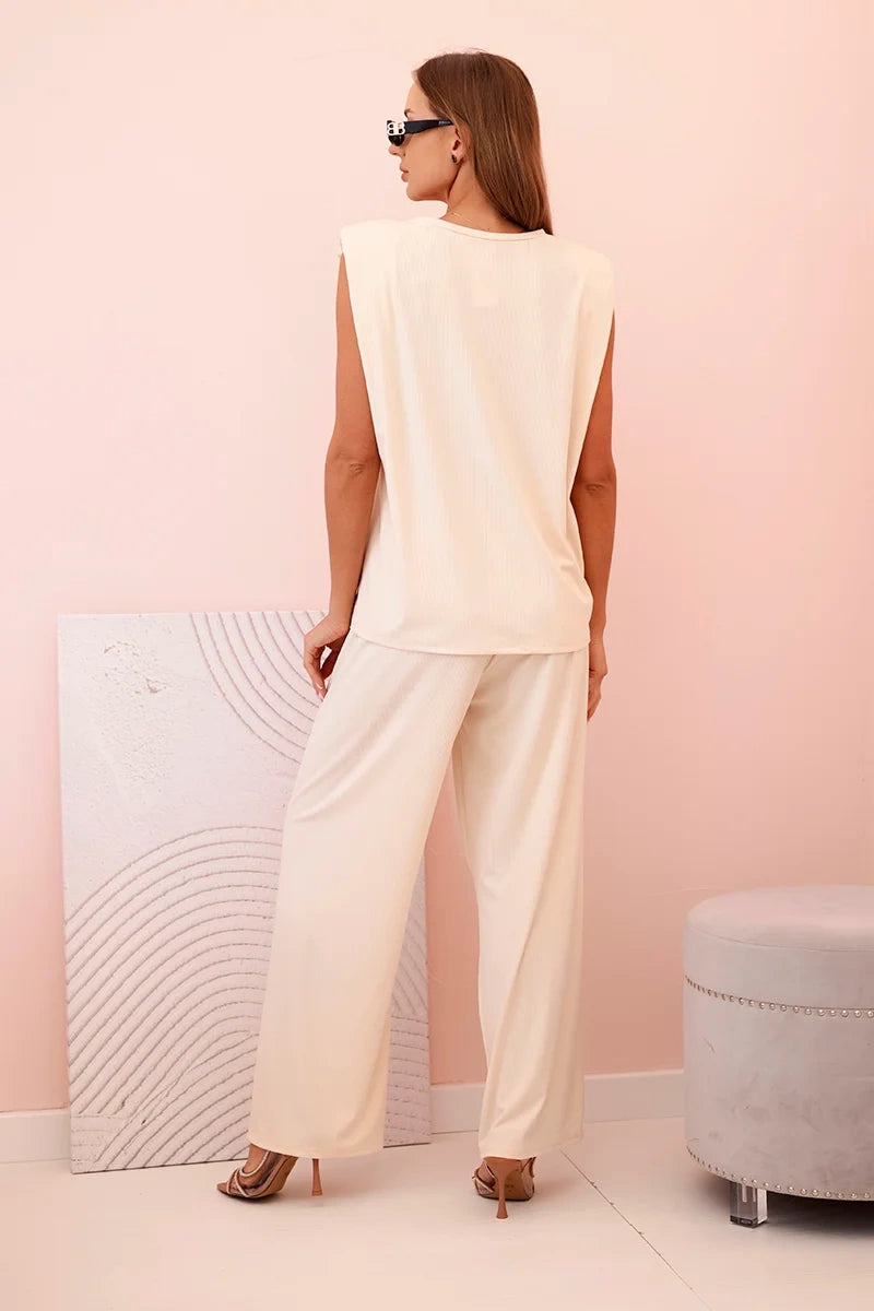 Дамски комплект от вискоза без ръкави и прав панталон ART0113