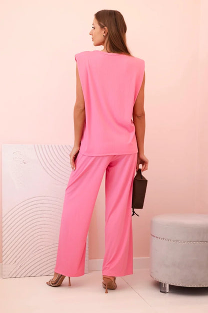 Дамски комплект от вискоза без ръкави и прав панталон ART0113
