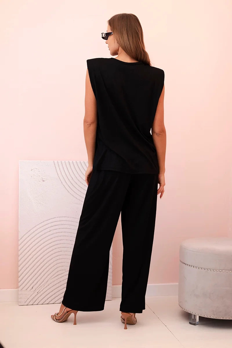 Дамски комплект от вискоза без ръкави и прав панталон ART0113