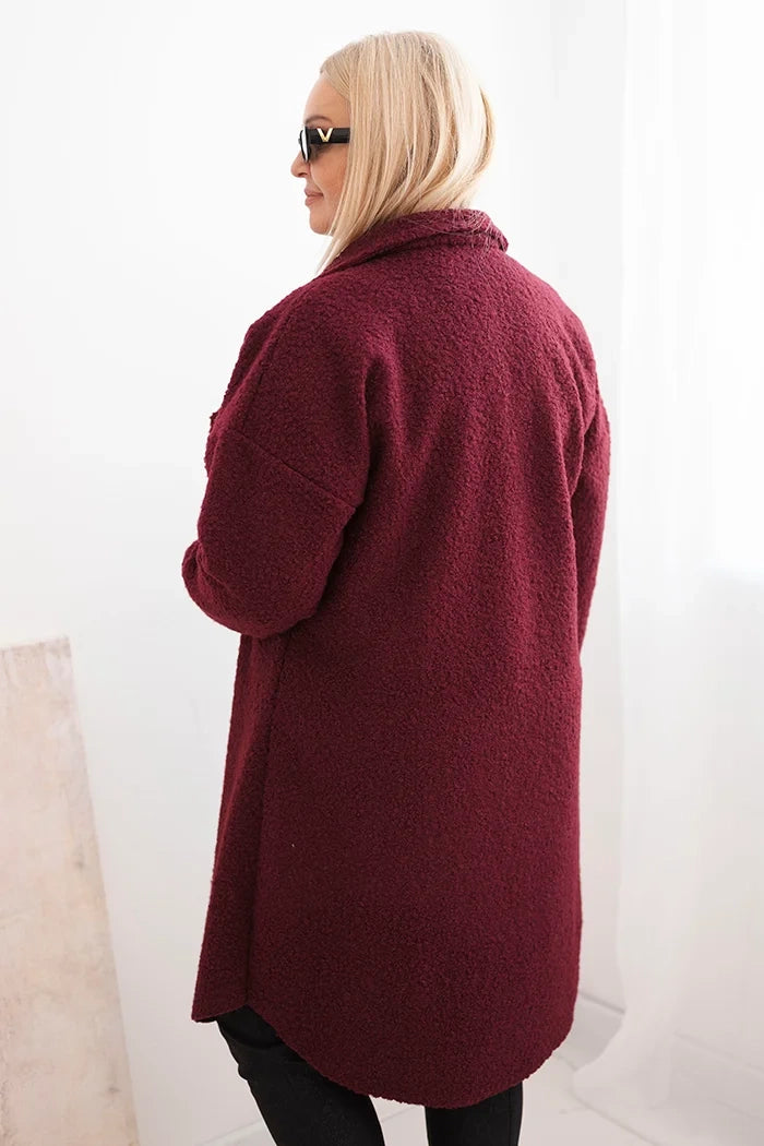 Дамско вълнено палто за големи размери с копчета, джобове и яка ART0286