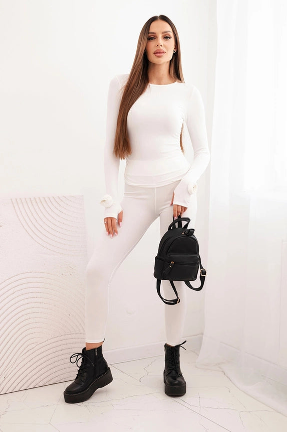 Дамски комплект от оребрена вискоза с дълги ръкави и клин ART0333