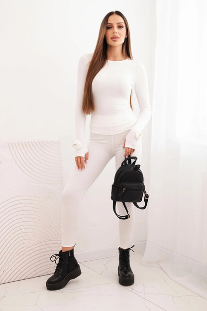 Дамски комплект от оребрена вискоза с дълги ръкави и клин ART0333