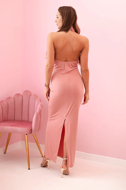 Дамска рокля с щампа презрамки и вратовръзка ART10086