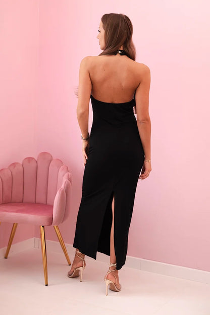 Дамска рокля с щампа презрамки и вратовръзка ART10086