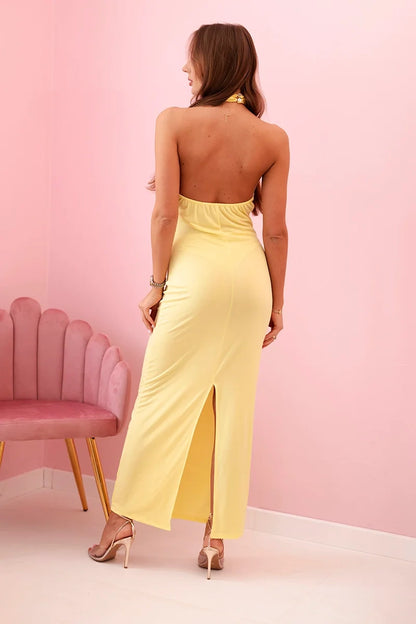 Дамска рокля с щампа презрамки и вратовръзка ART10086