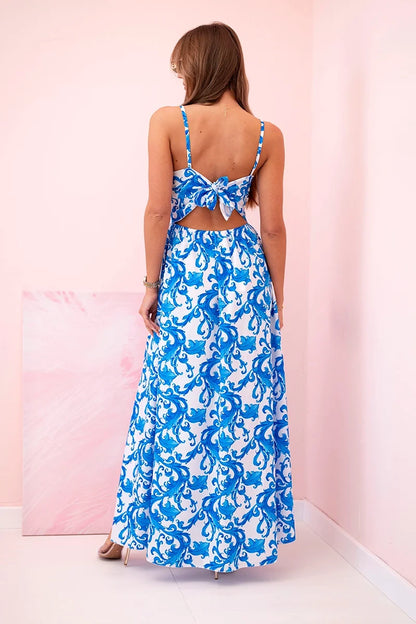 Дамска макси рокля с презрамки и щампа ART21982