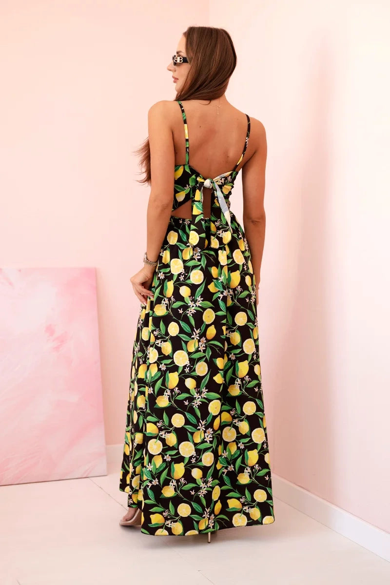 Дамска макси рокля с презрамки и щампа ART21982