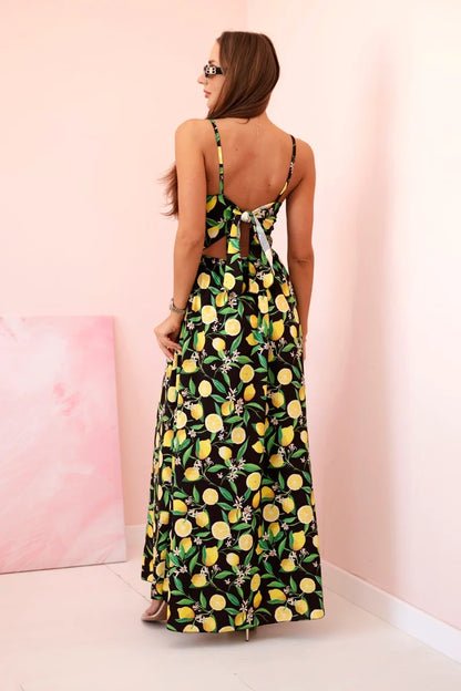 Дамска макси рокля с презрамки и щампа ART21982