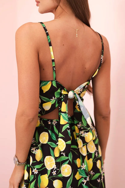 Дамска макси рокля с презрамки и щампа ART21982