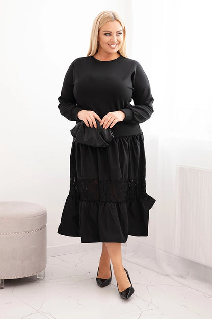 Дамска рокля с големи размери и разкроена долна част, черна ART22559