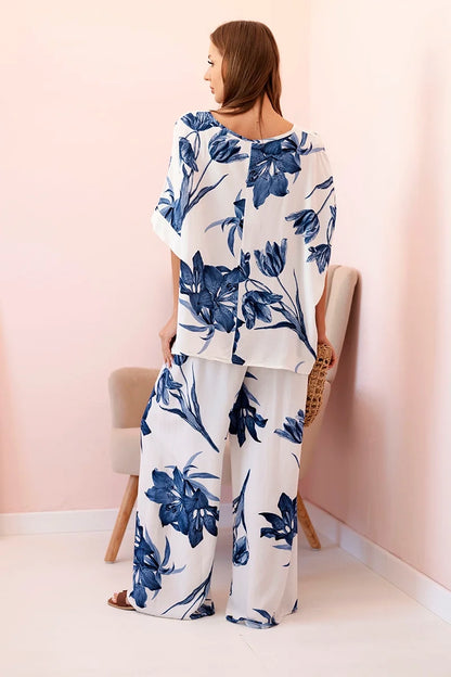Овърсайз дамски комплект от вискоза с флорален десен ART24107