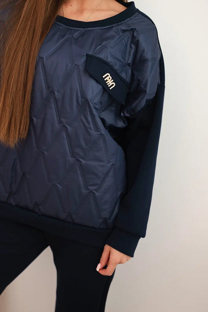 Дамски комплект спортен екип от вискоза с капитониран суитшърт и панталон ART25478