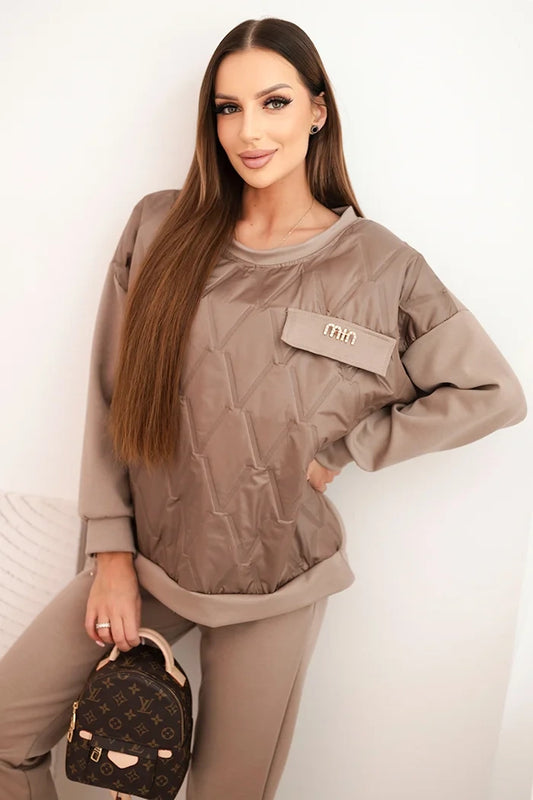 Дамски комплект спортен екип от вискоза с капитониран суитшърт и панталон ART25478