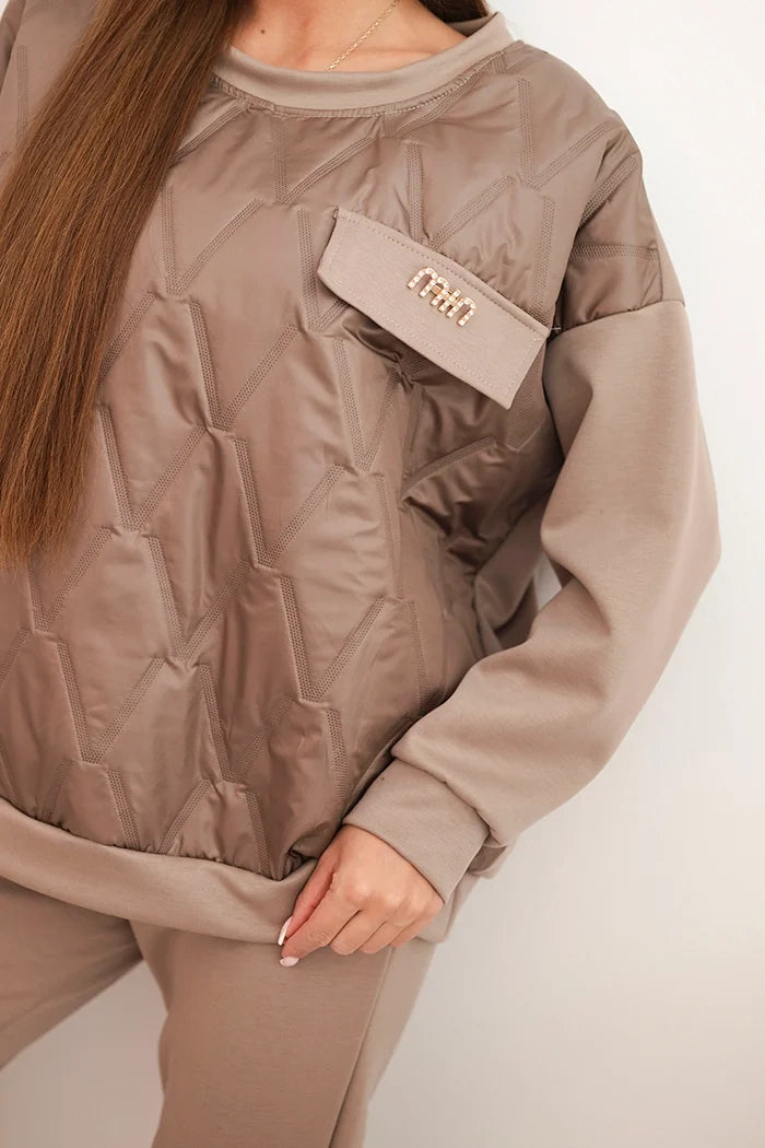 Дамски комплект спортен екип от вискоза с капитониран суитшърт и панталон ART25478