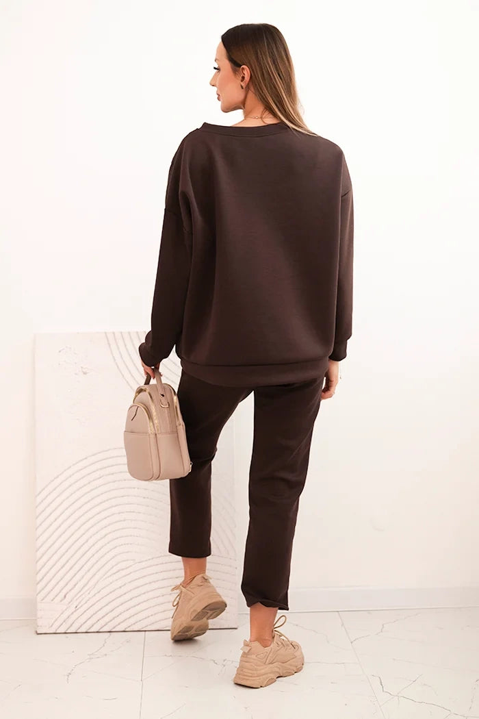 Дамски комплект спортен екип от вискоза с капитониран суитшърт и панталон ART25478