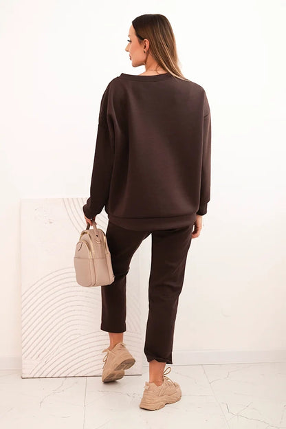 Дамски комплект спортен екип от вискоза с капитониран суитшърт и панталон ART25478