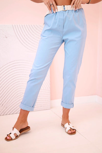 Дамски панталон от вискоза с колан и навити крачоли ART3922