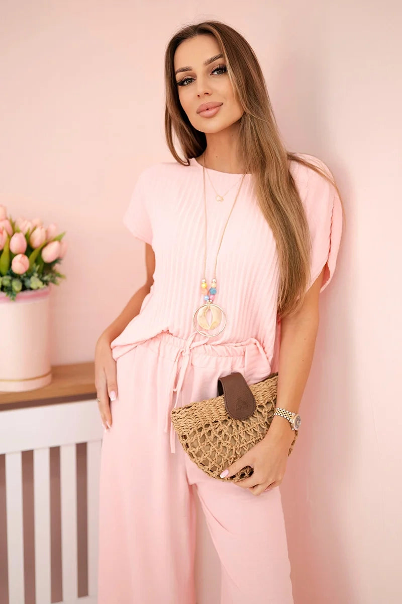 Плисирана блуза с панталон от вискоза ART5444