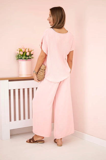 Плисирана блуза с панталон от вискоза ART5444