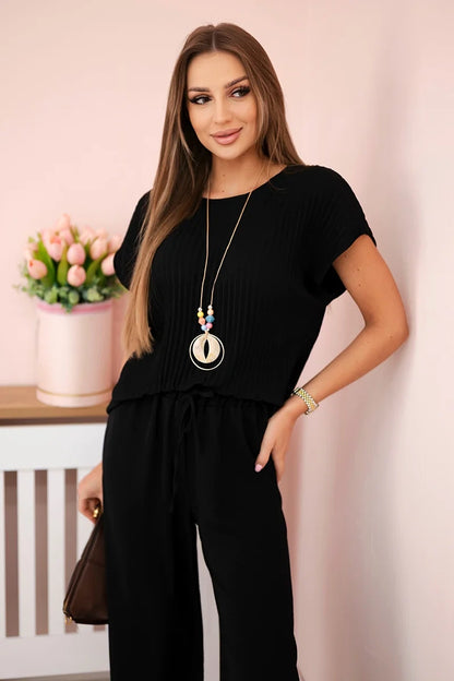 Плисирана блуза с панталон от вискоза ART5444