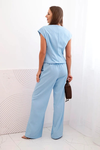 Дамски комплект с жилетка и широки панталони ART88551