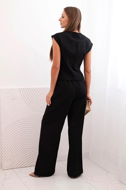 Дамски комплект с жилетка и широки панталони ART88551