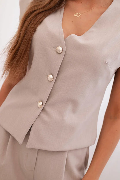 Дамски комплект с жилетка и широки панталони ART88551