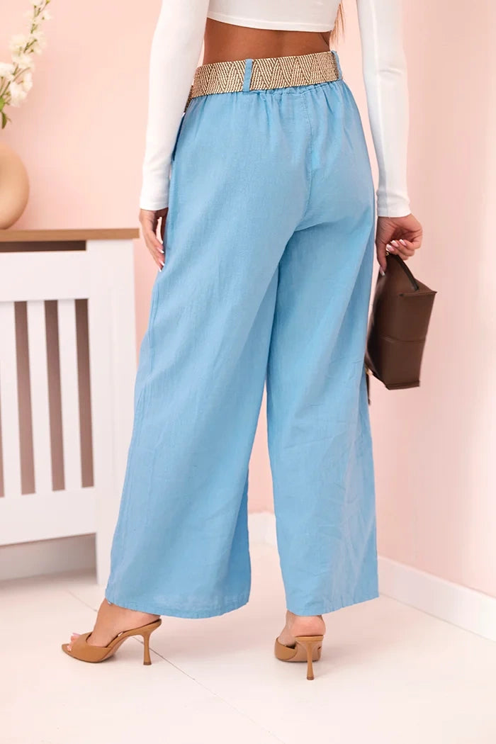 Дамски вискозен панталон с декоративен колан ART9806-3