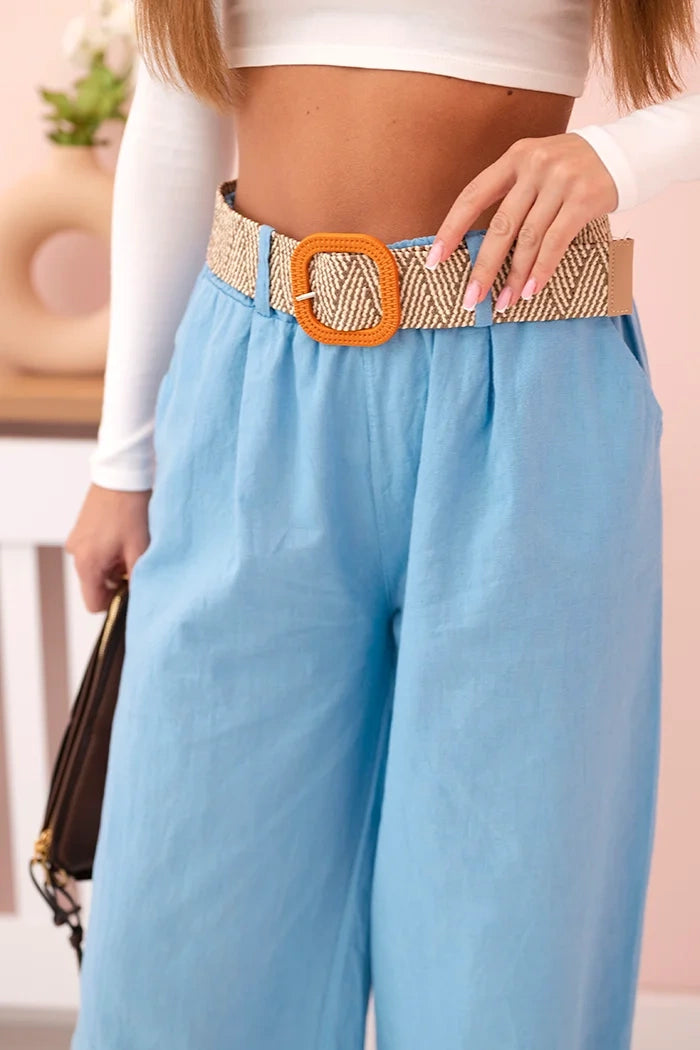 Дамски вискозен панталон с декоративен колан ART9806-3