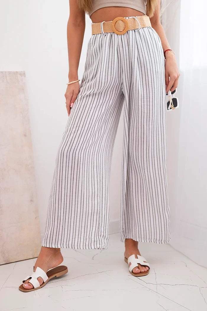 Дамски широки панталони от вискоза на райета ART9806-2