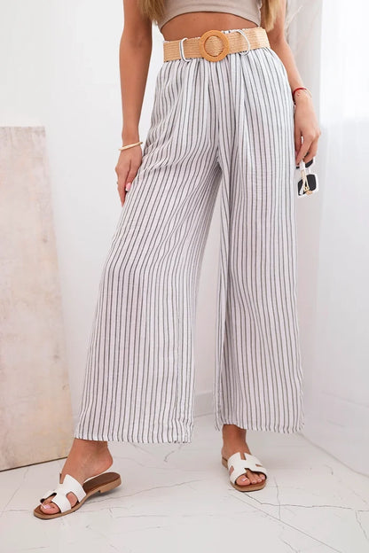 Дамски широки панталони от вискоза на райета ART9806-2