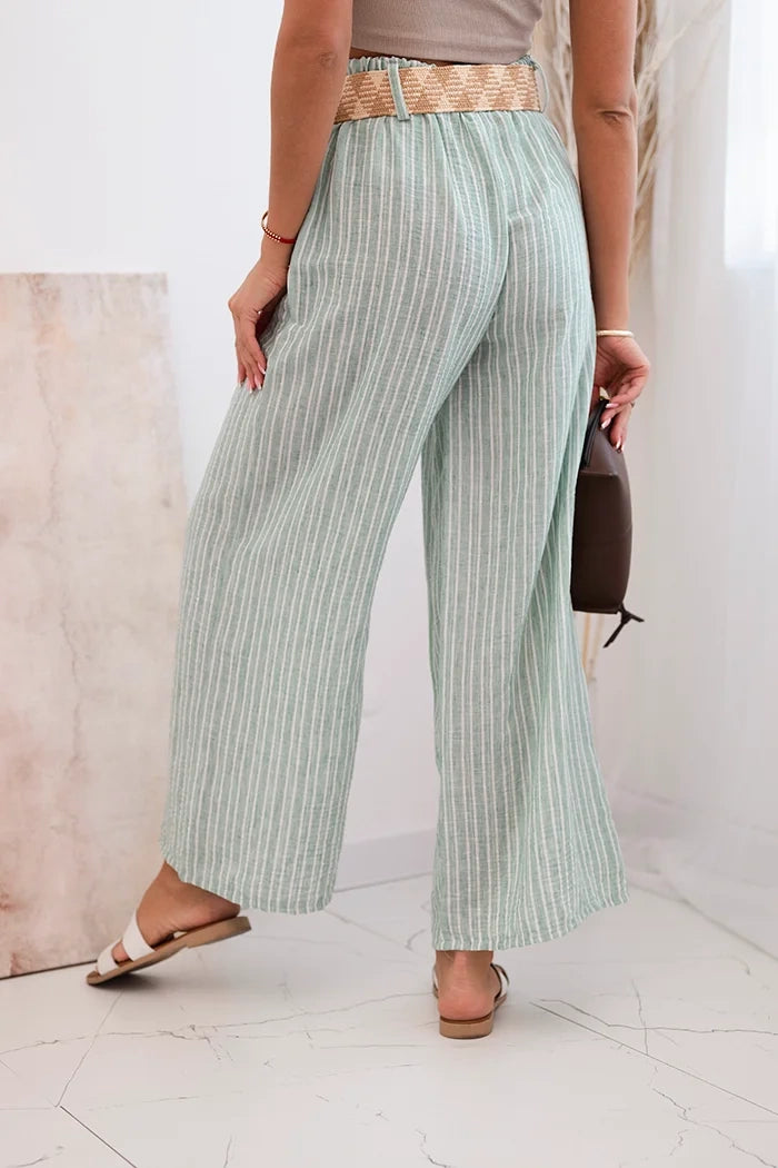 Дамски широки панталони от вискоза на райета ART9806-2