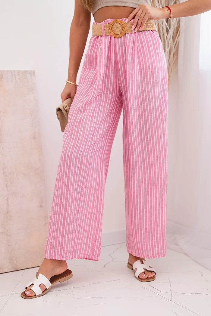 Дамски широки панталони от вискоза на райета ART9806-2